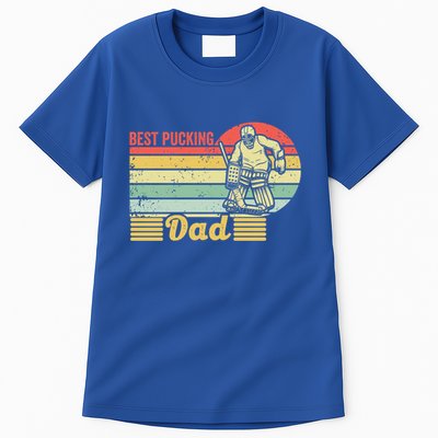 Best Pucking Dad Hockey Retro Vintage Ice Hockey Fan Father Great Gift Tall T-Shirt