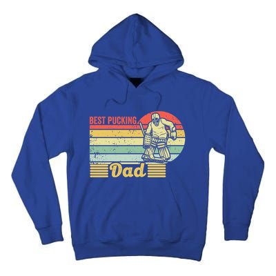 Best Pucking Dad Hockey Retro Vintage Ice Hockey Fan Father Great Gift Tall Hoodie
