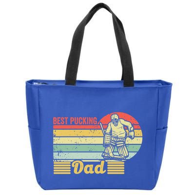 Best Pucking Dad Hockey Retro Vintage Ice Hockey Fan Father Great Gift Zip Tote Bag