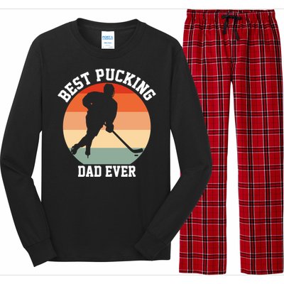 Best Pucking Dad Ever Hockey Retro Hockey Player S Meaningful Gift Long Sleeve Pajama Set