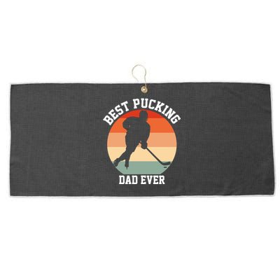 Best Pucking Dad Ever Hockey Retro Hockey Player S Meaningful Gift Large Microfiber Waffle Golf Towel