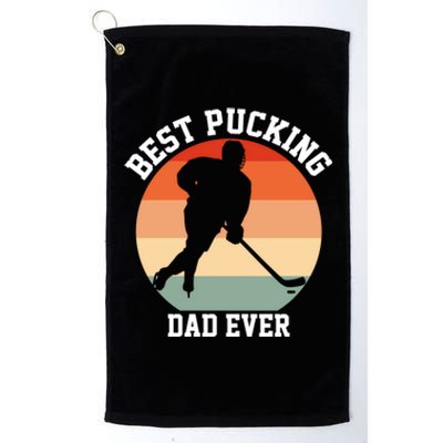 Best Pucking Dad Ever Hockey Retro Hockey Player S Meaningful Gift Platinum Collection Golf Towel