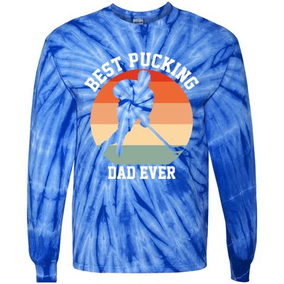 Best Pucking Dad Ever Hockey Retro Hockey Player S Meaningful Gift Tie-Dye Long Sleeve Shirt