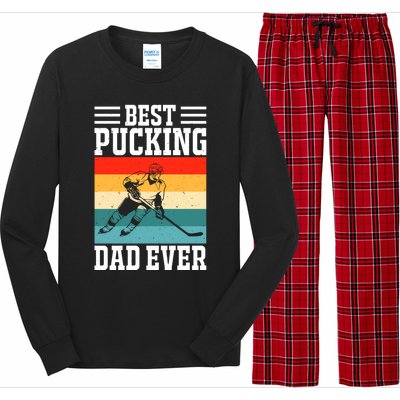 Best Pucking Dad Ever Ice Hockey Father Hockey Player Gift Long Sleeve Pajama Set