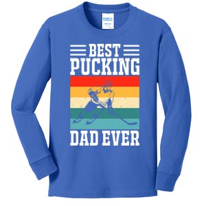 Best Pucking Dad Ever Ice Hockey Father Hockey Player Gift Kids Long Sleeve Shirt