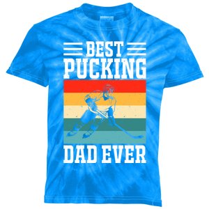 Best Pucking Dad Ever Ice Hockey Father Hockey Player Gift Kids Tie-Dye T-Shirt