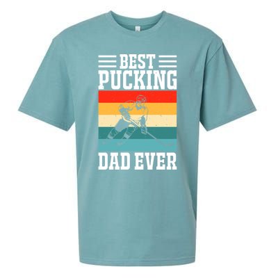 Best Pucking Dad Ever Ice Hockey Father Hockey Player Gift Sueded Cloud Jersey T-Shirt