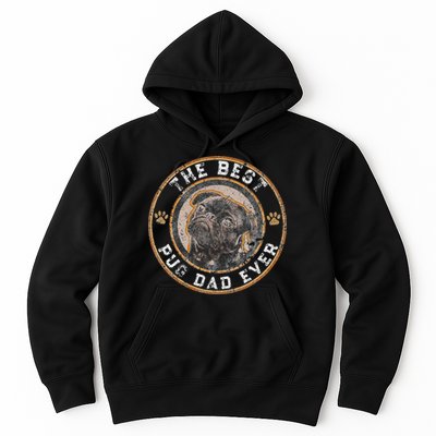 Best Pug Dad Ever Black Pugs Owner Vintage Dog Lover Hoodie
