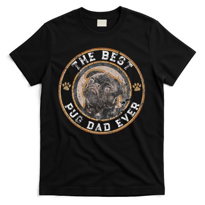 Best Pug Dad Ever Black Pugs Owner Vintage Dog Lover T-Shirt