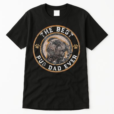 Best Pug Dad Ever Black Pugs Owner Vintage Dog Lover Tall T-Shirt