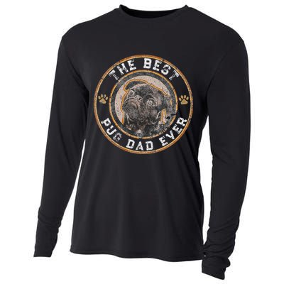 Best Pug Dad Ever Black Pugs Owner Vintage Dog Lover Cooling Performance Long Sleeve Crew
