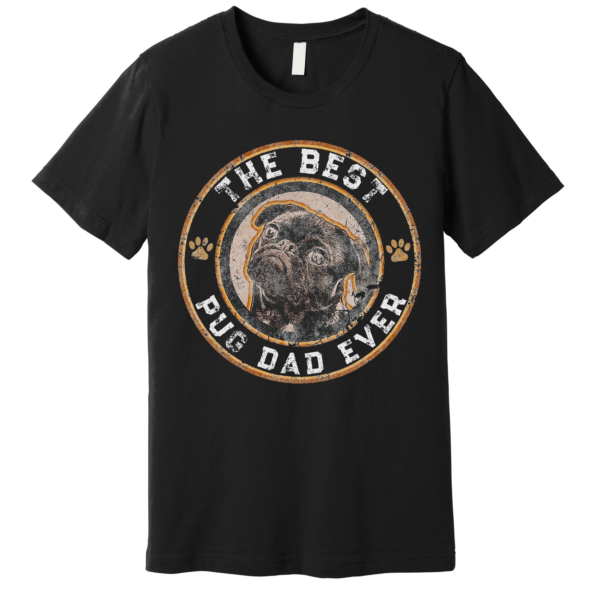 Best Pug Dad Ever Black Pugs Owner Vintage Dog Lover Premium T-Shirt