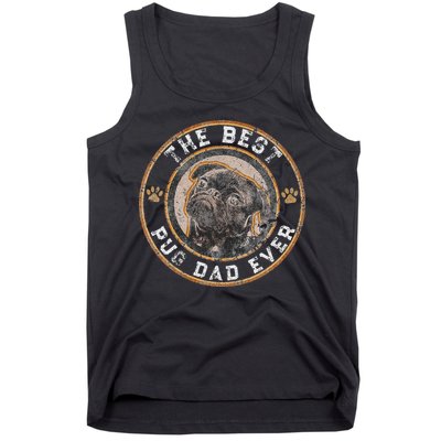 Best Pug Dad Ever Black Pugs Owner Vintage Dog Lover Tank Top