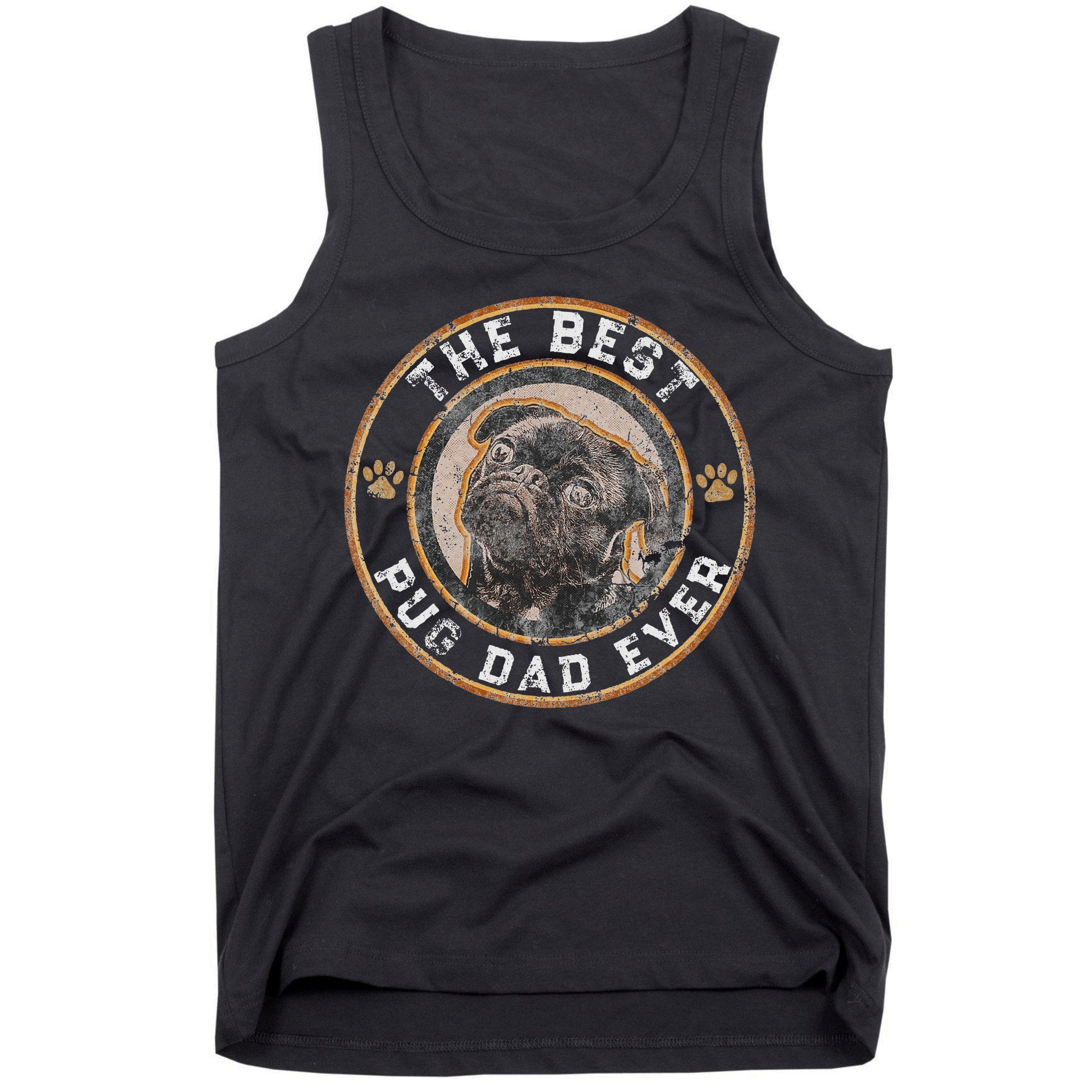 Best Pug Dad Ever Black Pugs Owner Vintage Dog Lover Tank Top