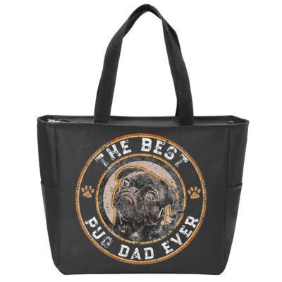 Best Pug Dad Ever Black Pugs Owner Vintage Dog Lover Zip Tote Bag