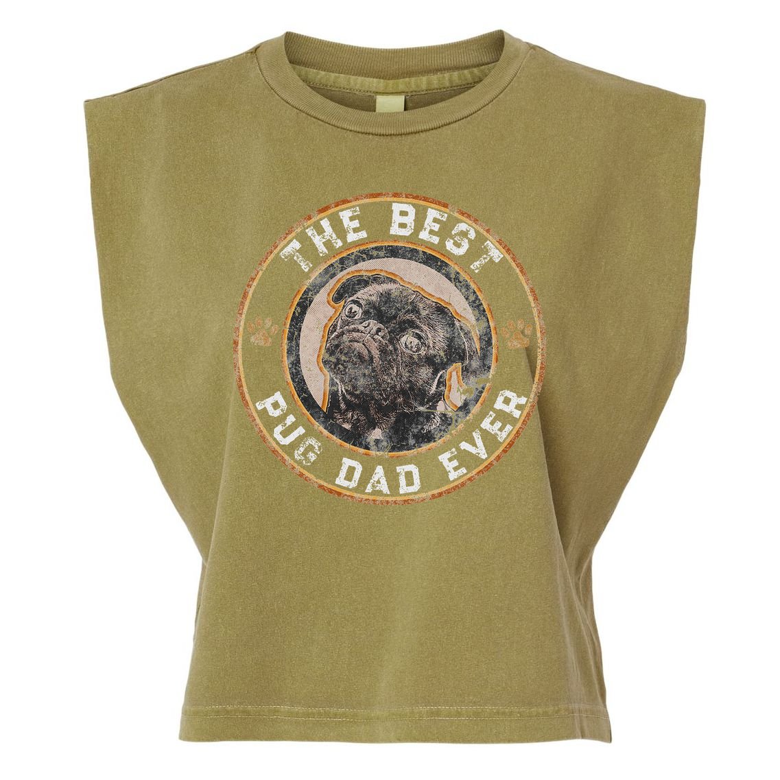 Best Pug Dad Ever Black Pugs Owner Vintage Dog Lover Garment-Dyed Women's Muscle Tee