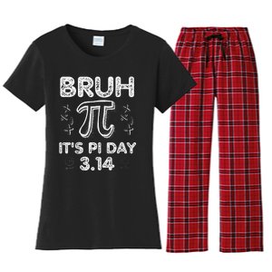 Bruh Pi Day 3.14 Pi Symbol Funny Pi Day Teachers Math Lovers Women's Flannel Pajama Set