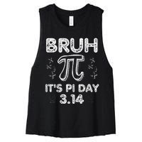 Bruh Pi Day 3.14 Pi Symbol Funny Pi Day Teachers Math Lovers Women's Racerback Cropped Tank