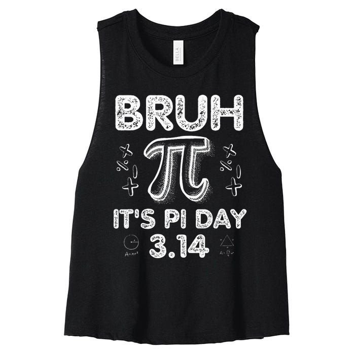 Bruh Pi Day 3.14 Pi Symbol Funny Pi Day Teachers Math Lovers Women's Racerback Cropped Tank