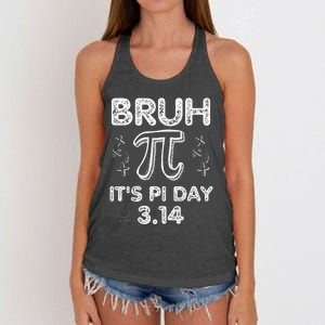 Bruh Pi Day 3.14 Pi Symbol Funny Pi Day Teachers Math Lovers Women's Knotted Racerback Tank