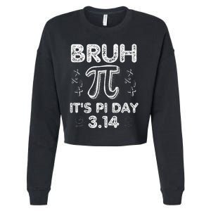 Bruh Pi Day 3.14 Pi Symbol Funny Pi Day Teachers Math Lovers Cropped Pullover Crew