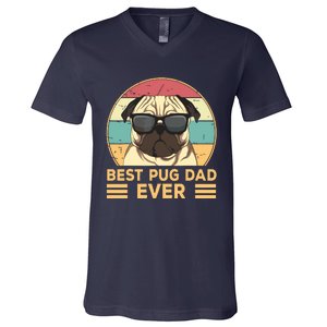 Best Pug Dad Ever Funny Pug Dog Gift For Men And Boy V-Neck T-Shirt