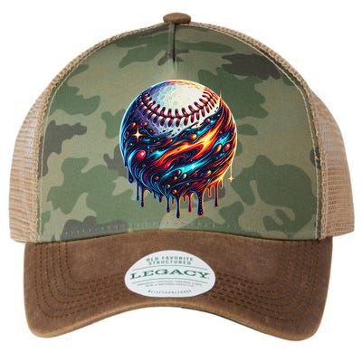 Baseball Planet Drip Baseball Drip Baseball Ice Cream Drip Legacy Tie Dye Trucker Hat