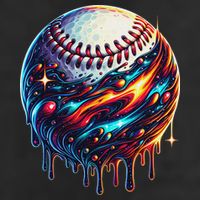 Baseball Planet Drip Baseball Drip Baseball Ice Cream Drip 7 Panel Mesh Trucker Snapback Hat