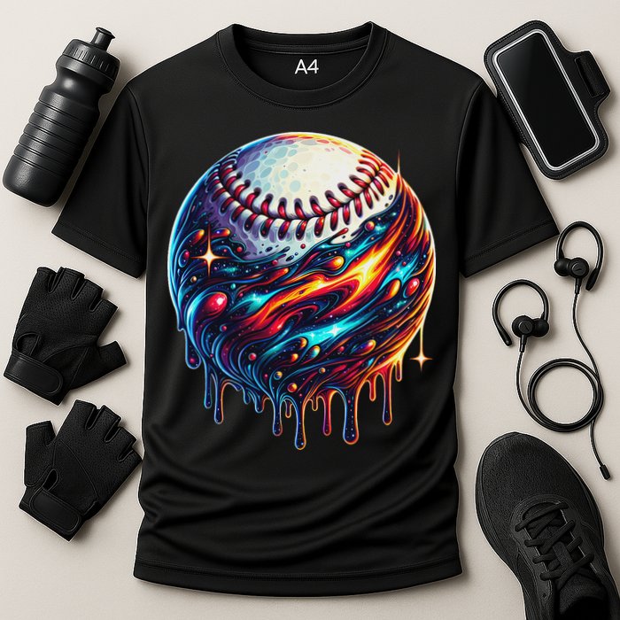 Baseball Planet Drip Baseball Drip Baseball Ice Cream Drip Cooling Performance Crew T-Shirt