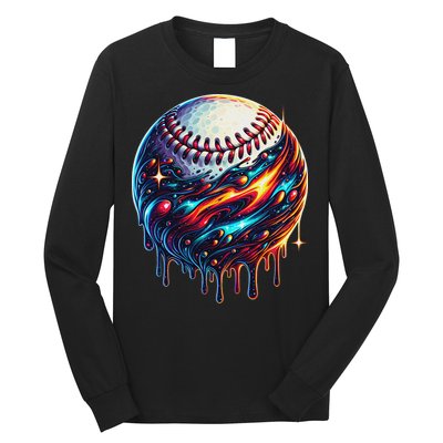 Baseball Planet Drip Baseball Drip Baseball Ice Cream Drip Long Sleeve Shirt