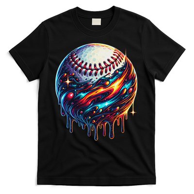 Baseball Planet Drip Baseball Drip Baseball Ice Cream Drip T-Shirt