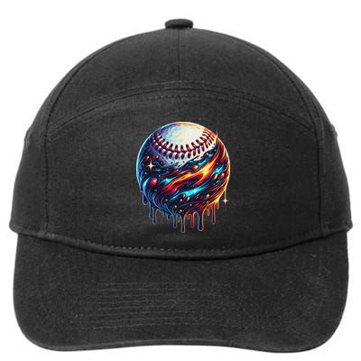 Baseball Planet Drip Baseball Drip Baseball Ice Cream Drip 7-Panel Snapback Hat