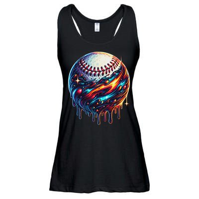 Baseball Planet Drip Baseball Drip Baseball Ice Cream Drip Ladies Essential Flowy Tank