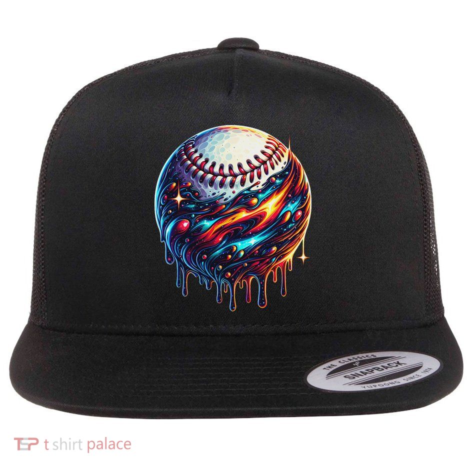 Baseball Planet Drip Baseball Drip Baseball Ice Cream Drip Flatbill Hat