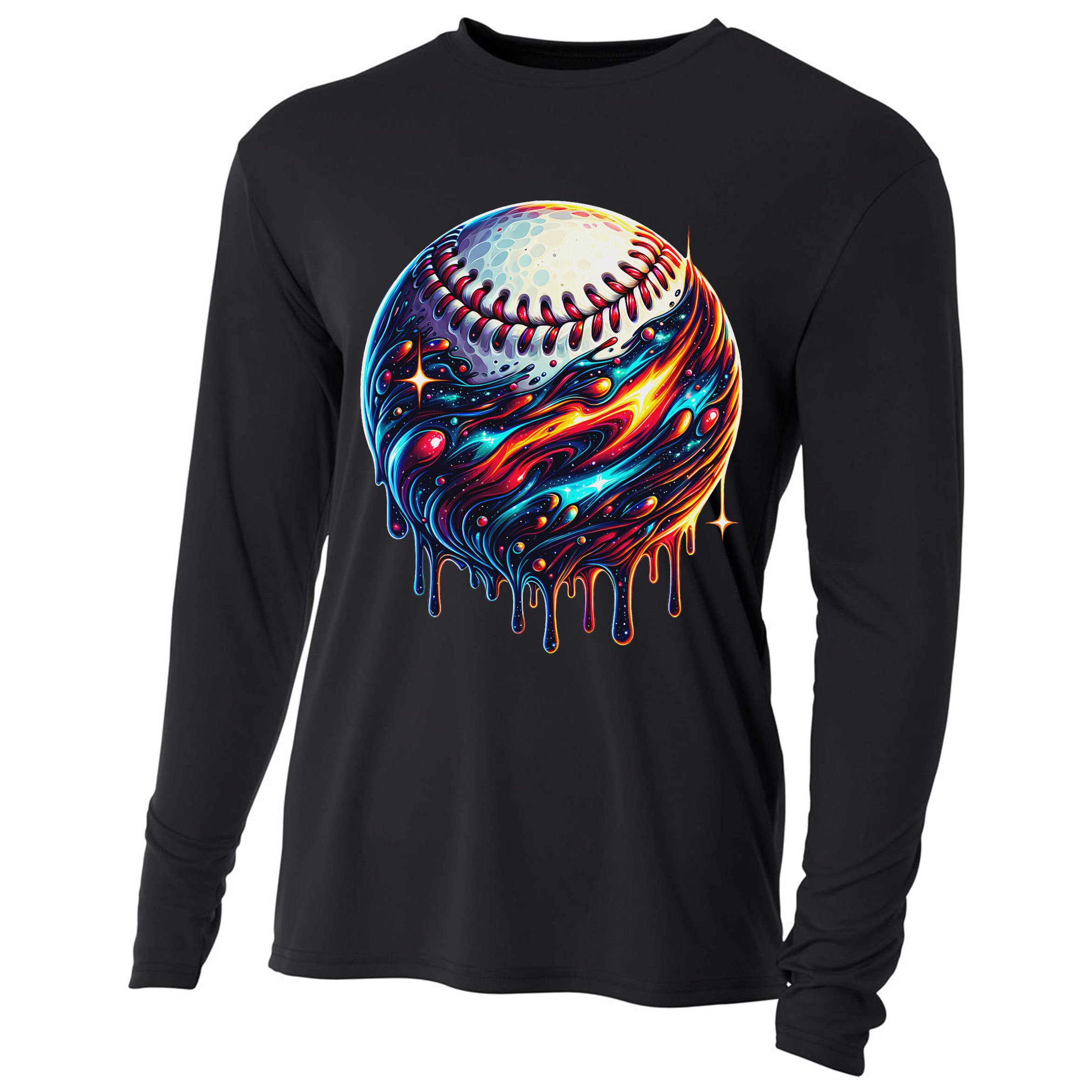 Baseball Planet Drip Baseball Drip Baseball Ice Cream Drip Cooling Performance Long Sleeve Crew