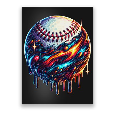 Baseball Planet Drip Baseball Drip Baseball Ice Cream Drip Poster