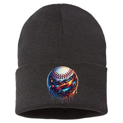 Baseball Planet Drip Baseball Drip Baseball Ice Cream Drip Sustainable Knit Beanie