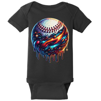Baseball Planet Drip Baseball Drip Baseball Ice Cream Drip Baby Bodysuit