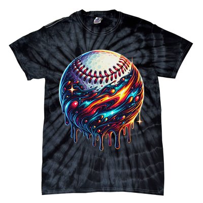Baseball Planet Drip Baseball Drip Baseball Ice Cream Drip Tie-Dye T-Shirt