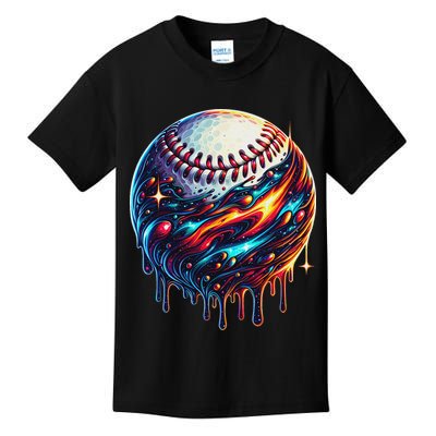 Baseball Planet Drip Baseball Drip Baseball Ice Cream Drip Kids T-Shirt