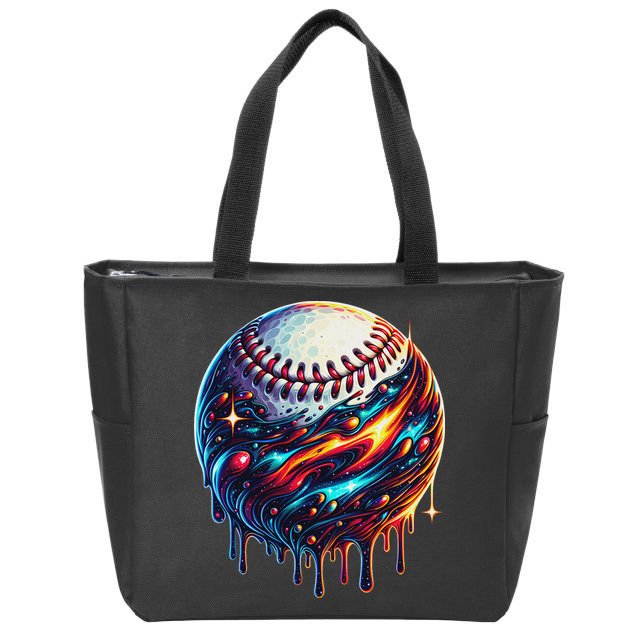 Baseball Planet Drip Baseball Drip Baseball Ice Cream Drip Zip Tote Bag