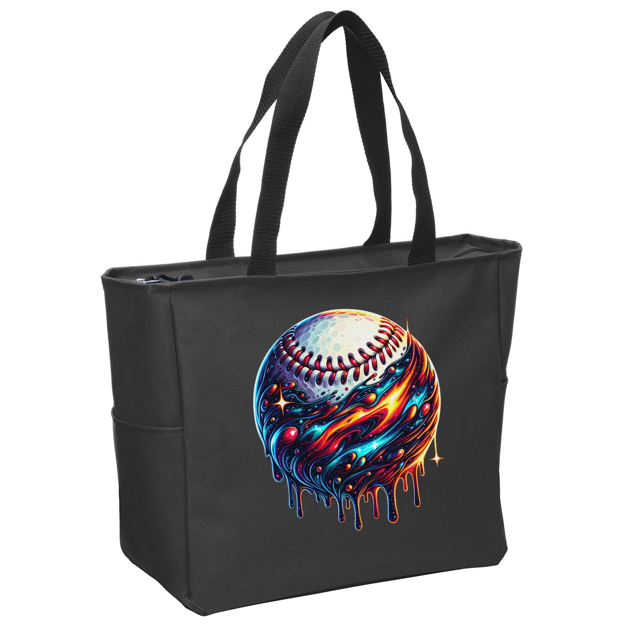 Baseball Planet Drip Baseball Drip Baseball Ice Cream Drip Zip Tote Bag