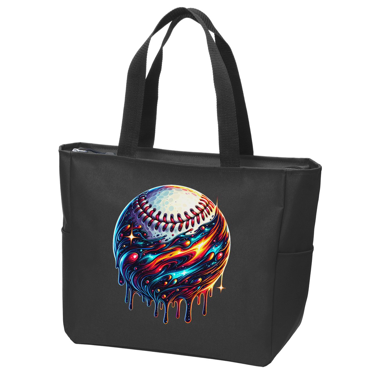 Baseball Planet Drip Baseball Drip Baseball Ice Cream Drip Zip Tote Bag