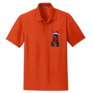 Black Pug Dog Tree Christmas Lights Xmas Pajama Dry Zone Grid Polo