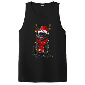 Black Pug Dog Tree Christmas Lights Xmas Pajama PosiCharge Competitor Tank