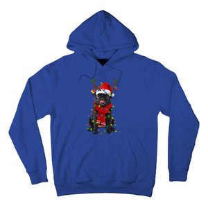 Black Pug Dog Tree Christmas Lights Xmas Pajama Hoodie