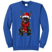 Black Pug Dog Tree Christmas Lights Xmas Pajama Sweatshirt