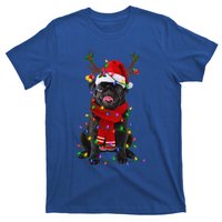 Black Pug Dog Tree Christmas Lights Xmas Pajama T-Shirt