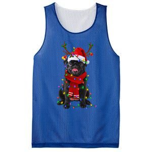 Black Pug Dog Tree Christmas Lights Xmas Pajama Mesh Reversible Basketball Jersey Tank