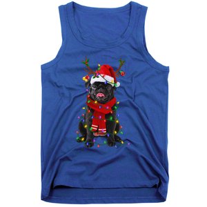 Black Pug Dog Tree Christmas Lights Xmas Pajama Tank Top